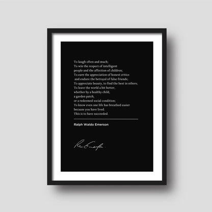 Ralph Waldo Emerson 'To Laugh Often And Much (...) Is To Have Succeeded' | Home Decor Art | Book Quote Print | Inspiring Quotes