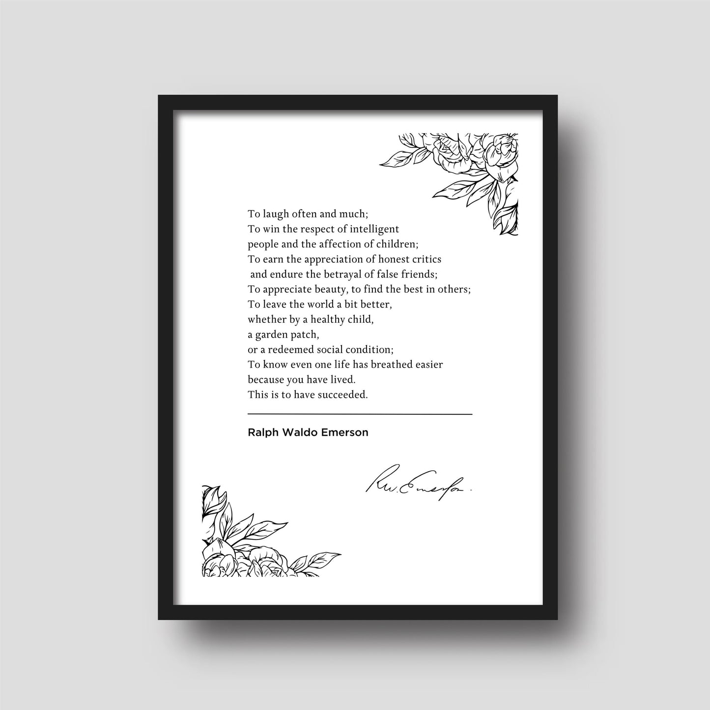 Ralph Waldo Emerson 'To Laugh Often And Much (...) Is To Have Succeeded' | Home Decor Art | Book Quote Print | Inspiring Quotes