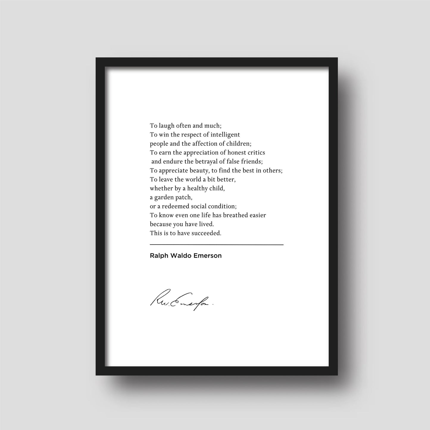 Ralph Waldo Emerson 'To Laugh Often And Much (...) Is To Have Succeeded' | Home Decor Art | Book Quote Print | Inspiring Quotes