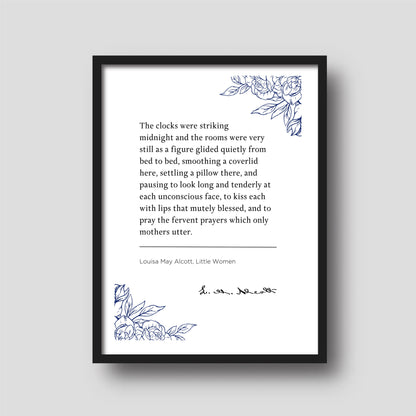 Louisa May Alcott  "The clocks were striking midnight and the rooms..." Little Women - Book Quote Print | Wall Décor | Mothers Day Gift