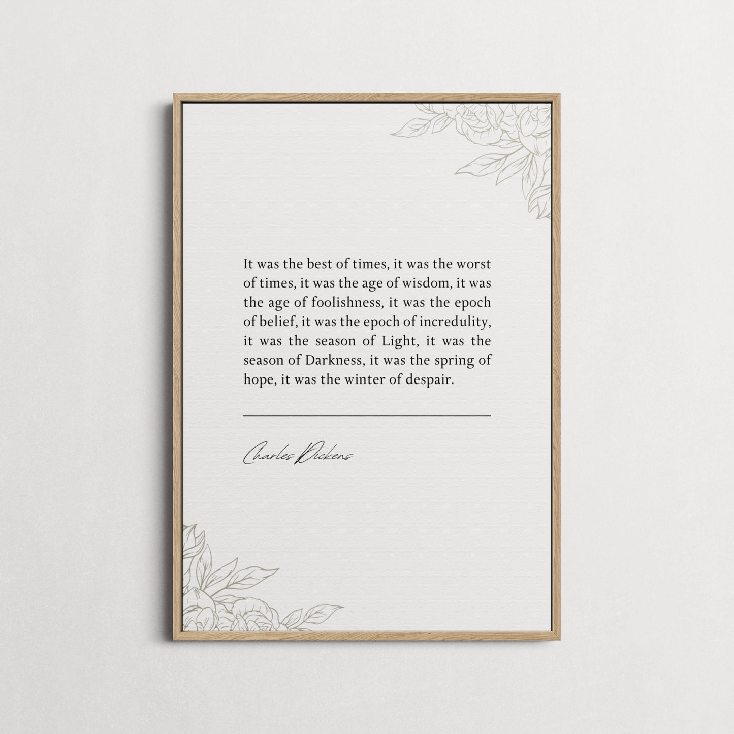 Charles Dickens | A Tale of Two Cities - It was the best of times... | Book Quote Print | Perfect Gift | Choice of Design and Frames