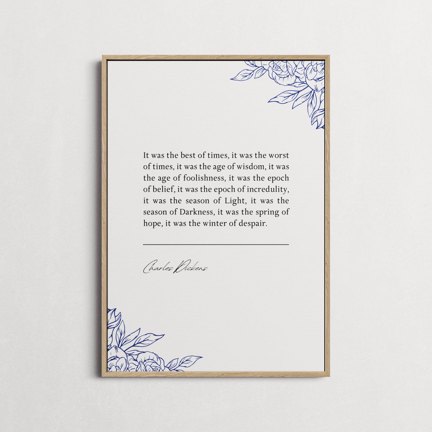 Charles Dickens | A Tale of Two Cities - It was the best of times... | Book Quote Print | Perfect Gift | Choice of Design and Frames