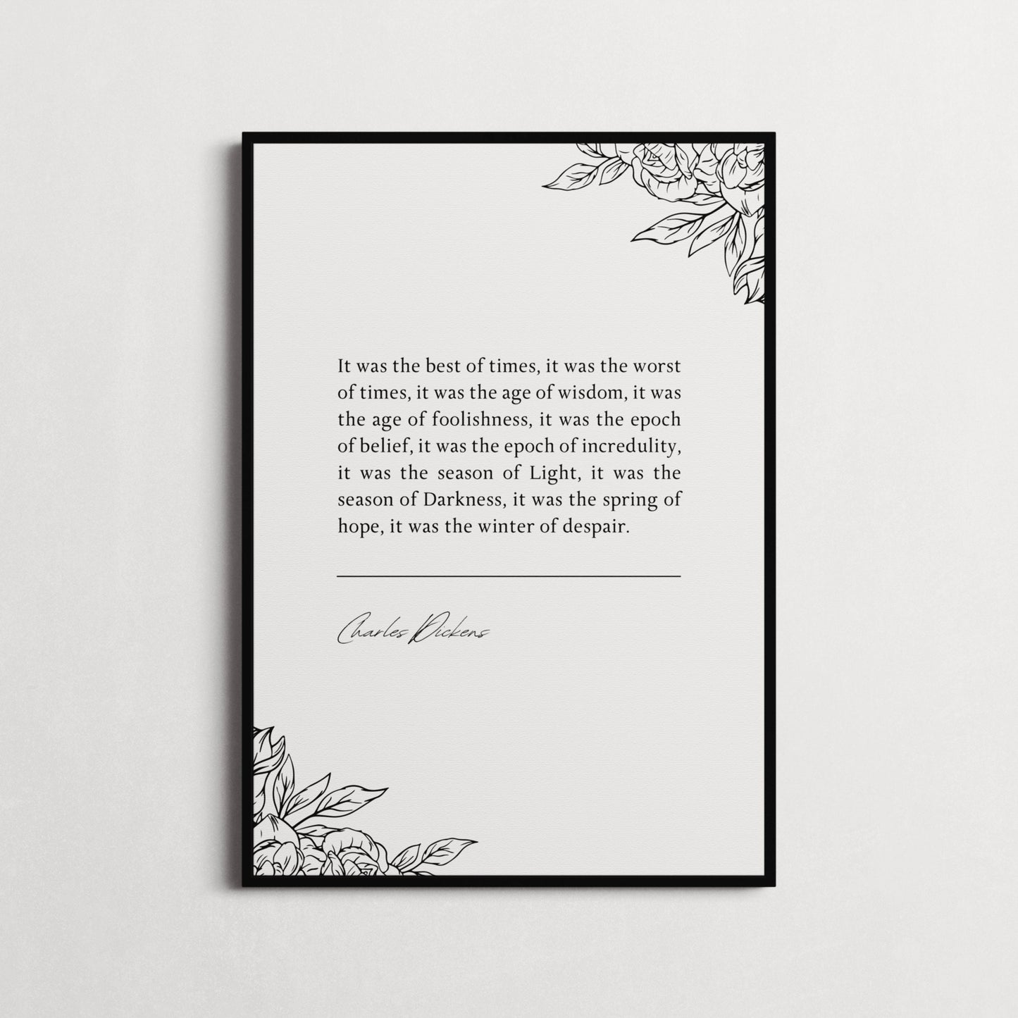 Charles Dickens | A Tale of Two Cities - It was the best of times... | Book Quote Print | Perfect Gift | Choice of Design and Frames