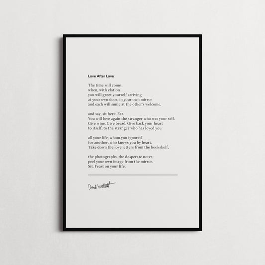 Derek Walcott, Love After Love, "...Sit. Feast On Your Life. " Book Quote Print | Wall Décor