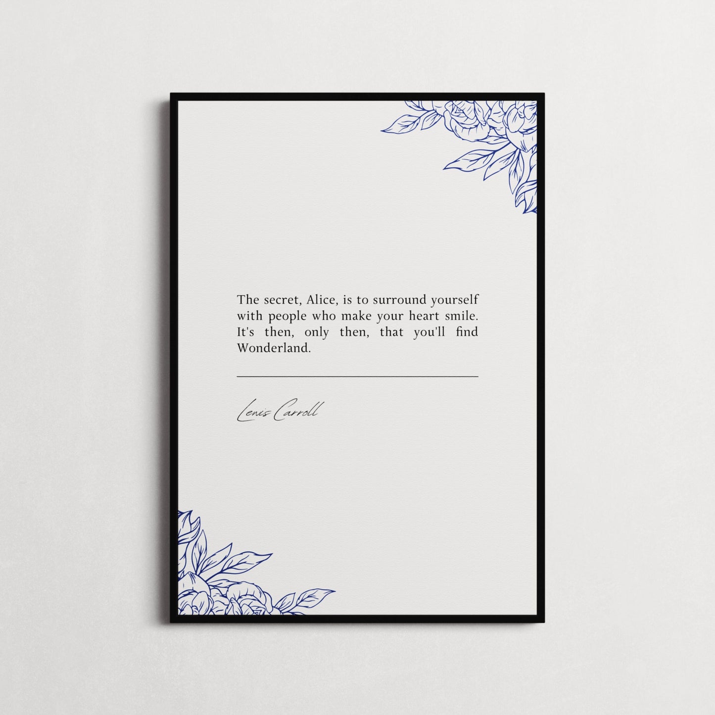 Lewis Carroll 'People Who Make Your Heart Smile' | Book Quote Print | Alice In Wonderland Quote | Choice of Colours and Frame