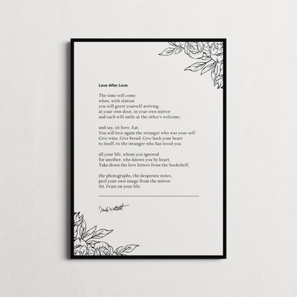 Derek Walcott, Love After Love, "...Sit. Feast On Your Life. " Book Quote Print | Wall Décor