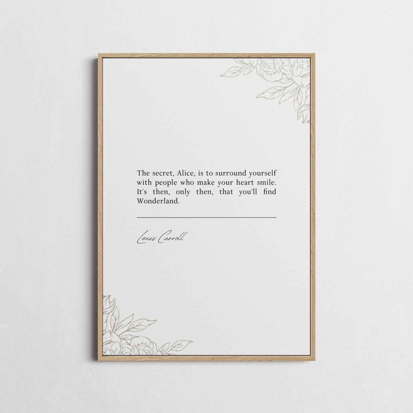 Lewis Carroll 'People Who Make Your Heart Smile' | Book Quote Print | Alice In Wonderland Quote | Choice of Colours and Frame