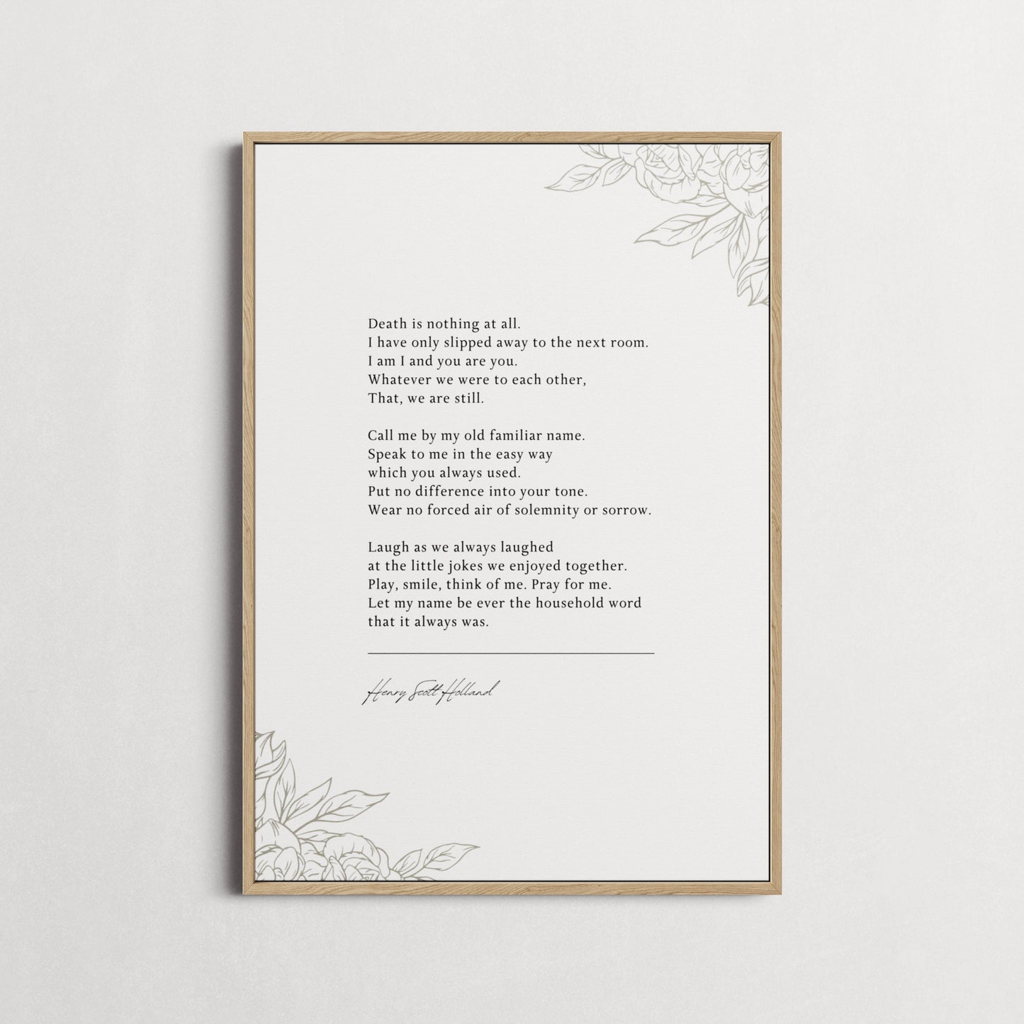 Henry Scott Holland 'Death is Nothing at All' Poems for Grief, Gifts for loss | Funeral Poem | Choice of Frame and Style