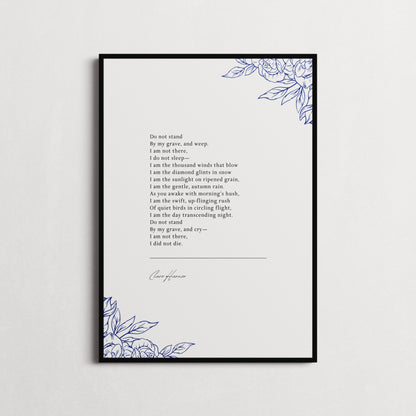 Clare Harner 'Do Not Stand At My Grave And Weep' Poems for Grief, Gifts for loss | Funeral Poem | Choice of Frame and Style