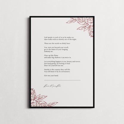 Rainer Maria Rilke "Go to the Limits of Your Longing" Inspiring Quotes, Poem Quote Print | Wall Décor, Gifts for Homes