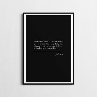 John 3:16 Bible Verse Poster | Bible Verse Framed Print | Christian Wall Art | For God so loved the world... | Religious gift