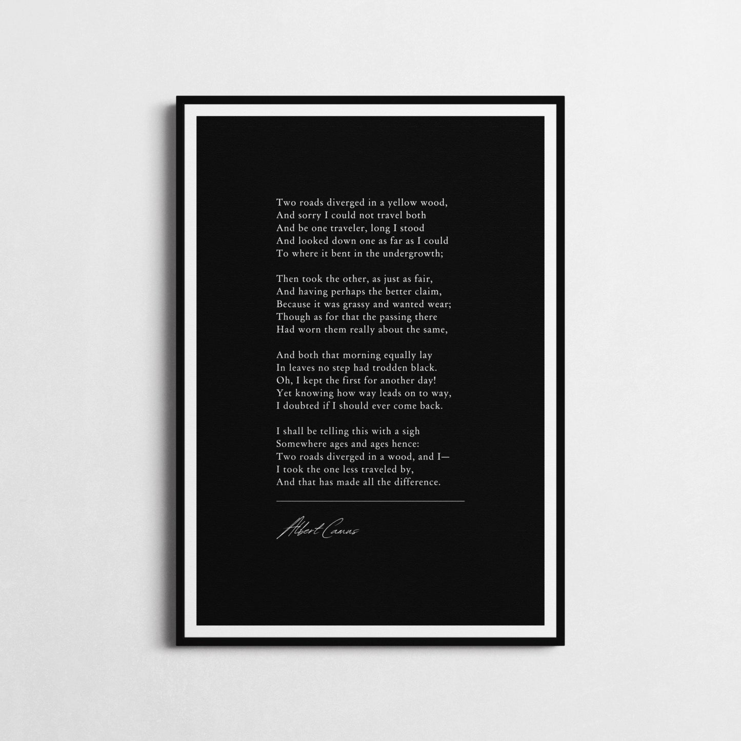 Robert Frost | The Road Not Taken | Poetry Wall Décor | Inspirational Poster | Choice of Style and Frame