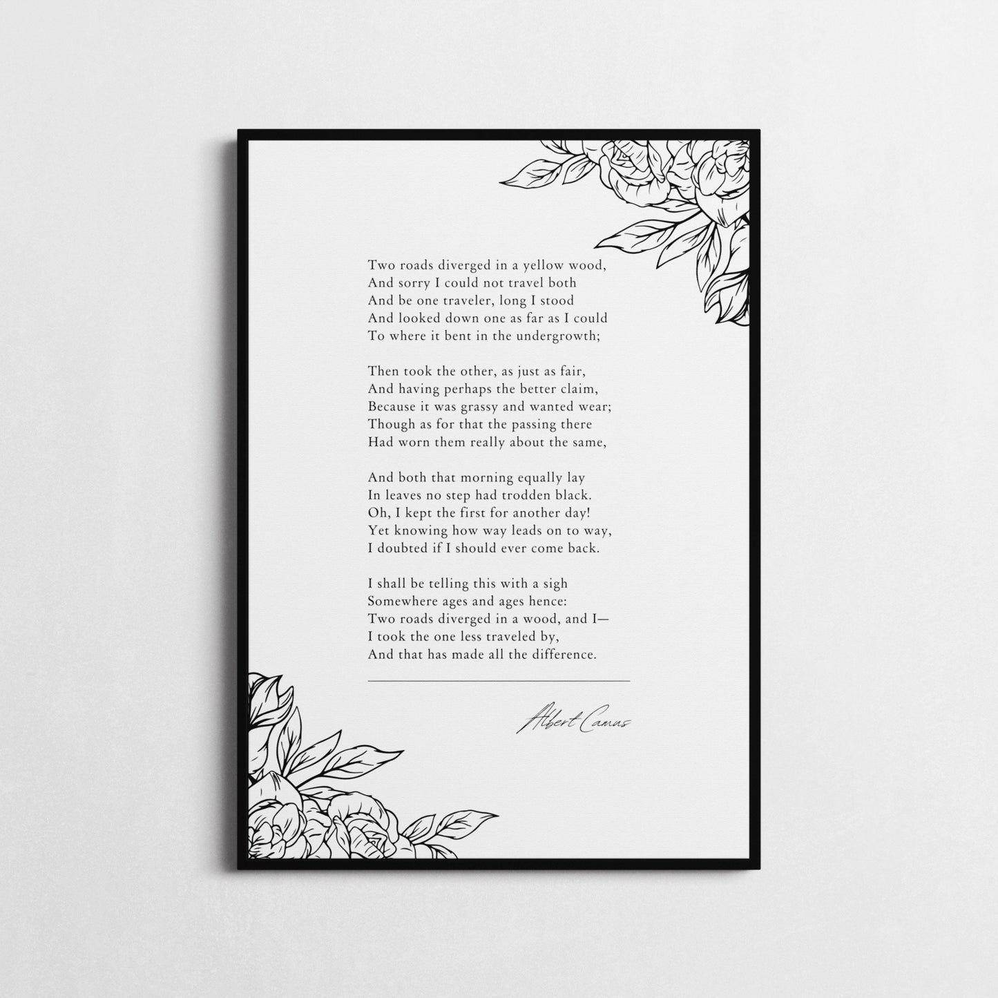 Robert Frost | The Road Not Taken | Poetry Wall Décor | Inspirational Poster | Choice of Style and Frame