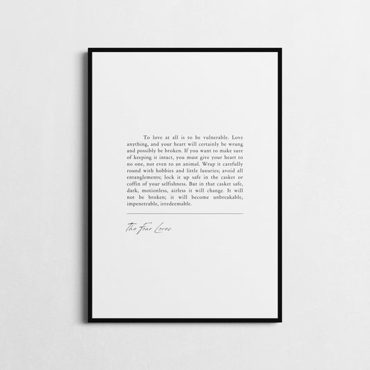 C.S. Lewis | 'To Love at All is to Be Vulnerable' | Inspirational Wall Décor | Motivational Poster | Choice of Style and Frame