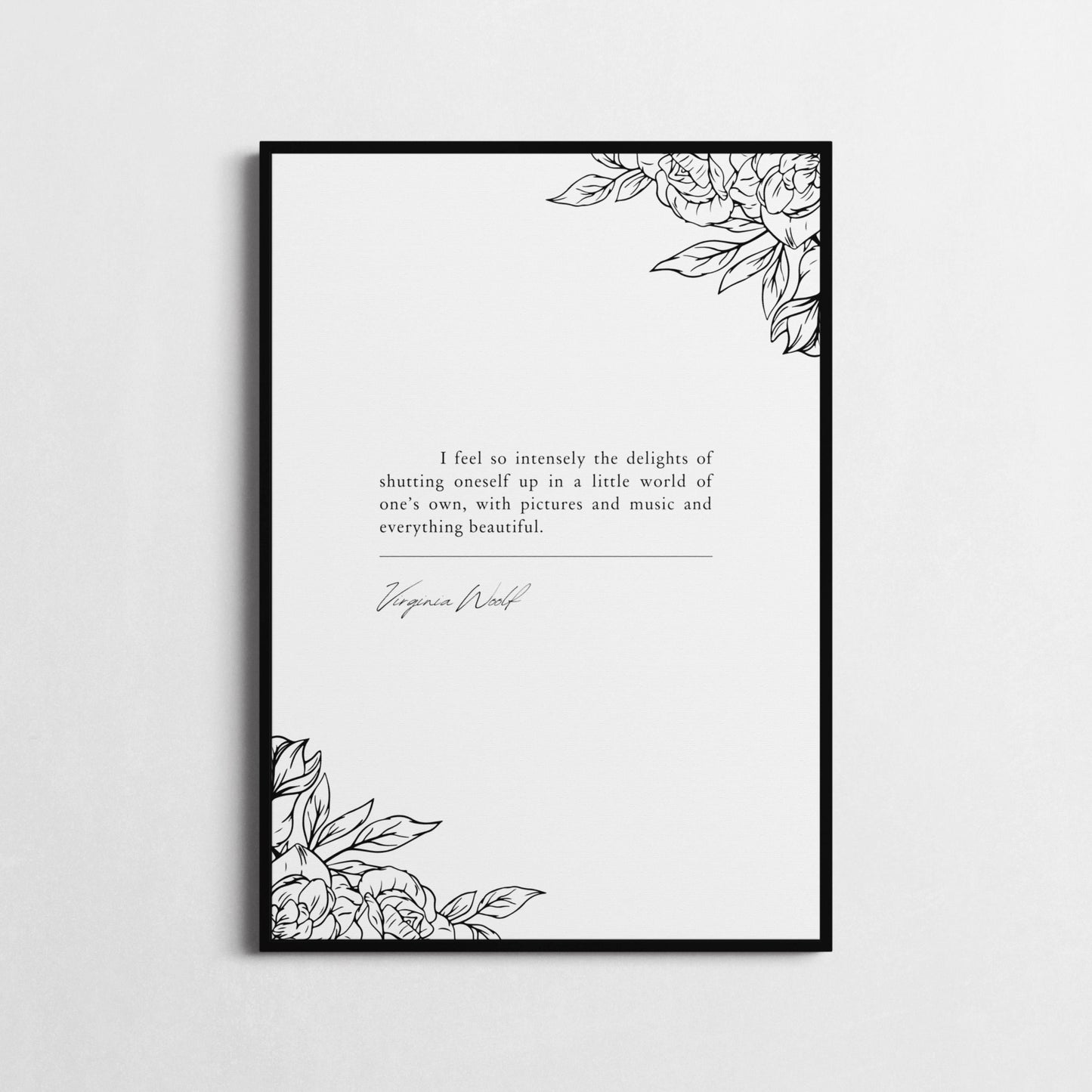 Inspirational Wall Art | 'I Feel So Intensely the Delights' | Virginia Woolf Quote | A Little World Wall Art | Framed Print or Unframed