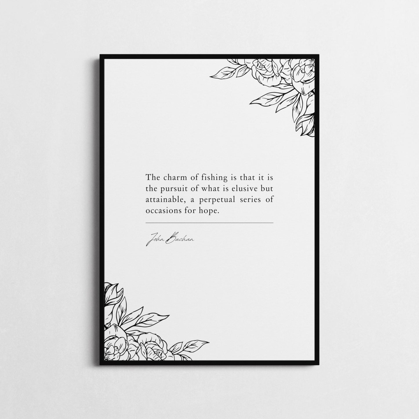 Fishing Wall Art with 'The Charm of Fishing' Quote by John Buchan | Inspirational Poster | Gift for Fishing Fan