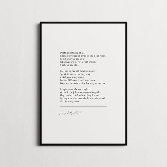 Henry Scott Holland 'Death is Nothing at All' Poems for Grief, Gifts for loss | Funeral Poem | Choice of Frame and Style