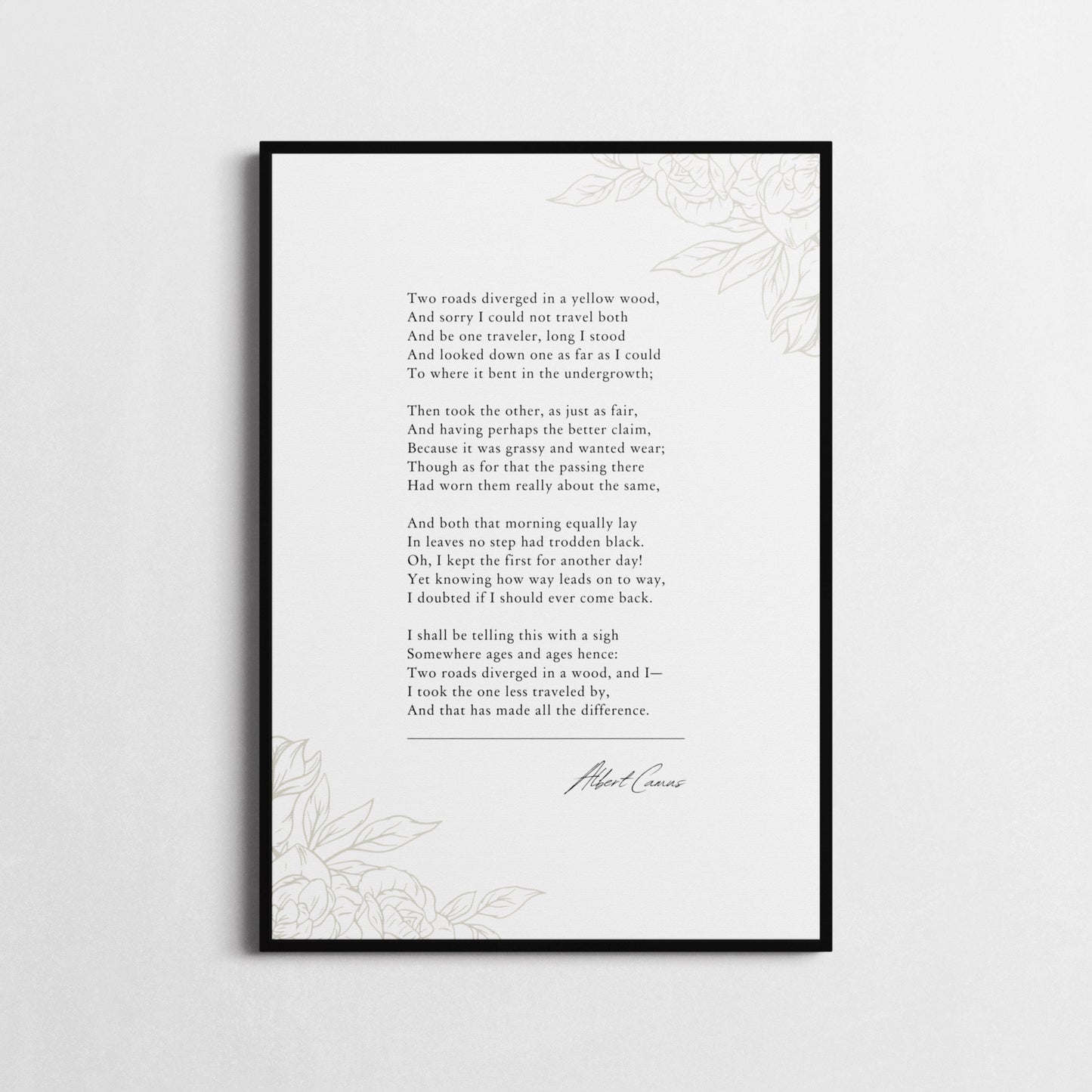 Robert Frost | The Road Not Taken | Poetry Wall Décor | Inspirational Poster | Choice of Style and Frame