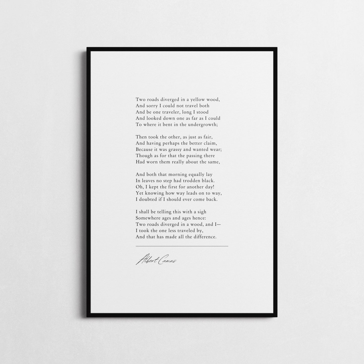 Robert Frost | The Road Not Taken | Poetry Wall Décor | Inspirational Poster | Choice of Style and Frame