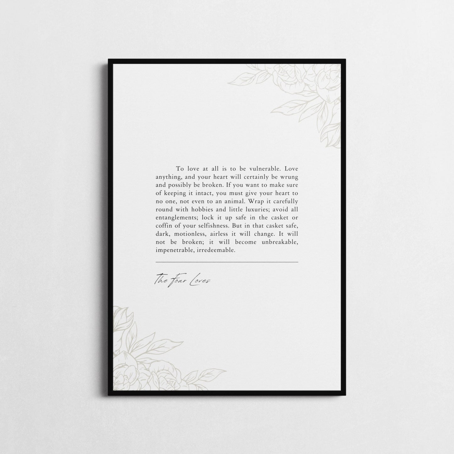 C.S. Lewis | 'To Love at All is to Be Vulnerable' | Inspirational Wall Décor | Motivational Poster | Choice of Style and Frame