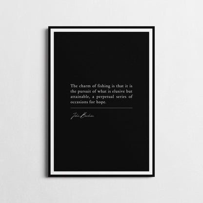 Fishing Wall Art with 'The Charm of Fishing' Quote by John Buchan | Inspirational Poster | Gift for Fishing Fan